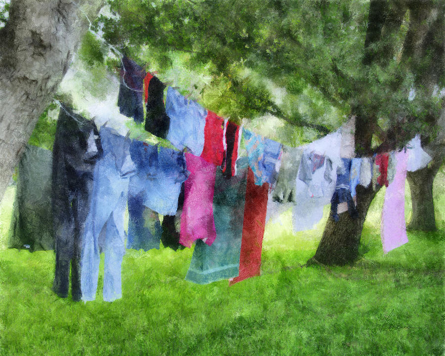 Laundry Line Digital Art by Frances Miller