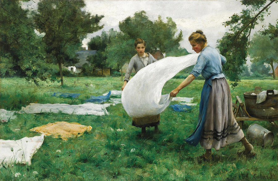 Laundry Painting by Therese Marthe Francoise Cotard-Dupre