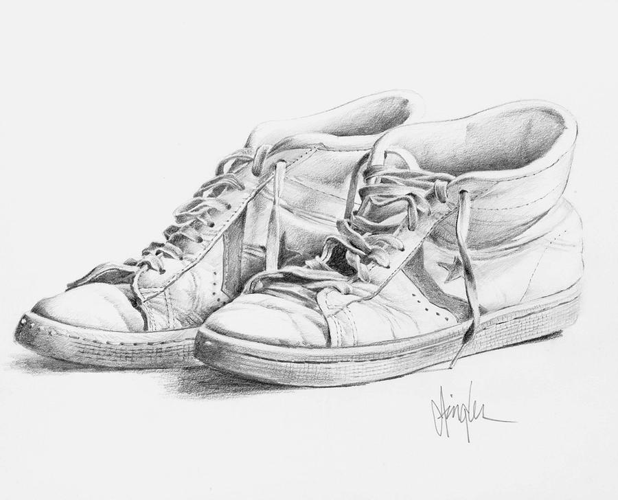 Laura's Tennis Shoes Drawing by Gaylon Dingler