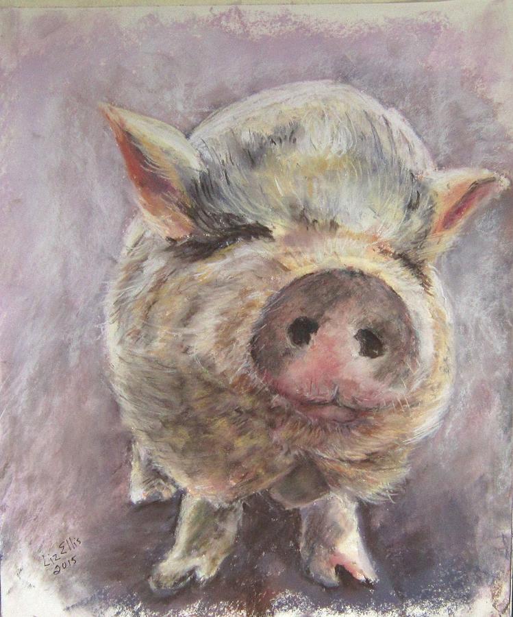 Laurel, a lavender pig Painting by Elizabeth Ellis