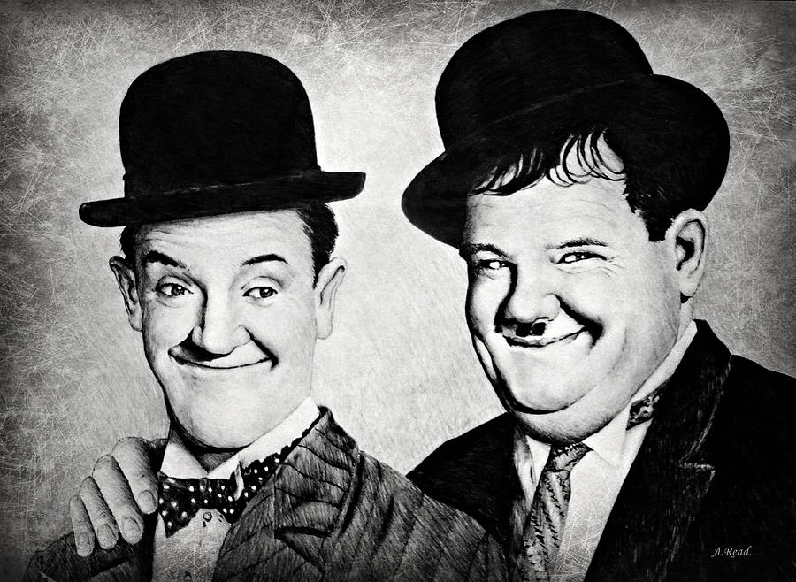Laurel and Hardy My Pal Drawing by Andrew Read
