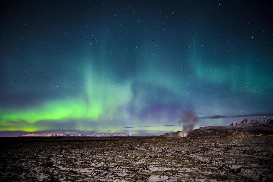 Lava And Light - Aurora Over Iceland Photograph by Alex Blondeau