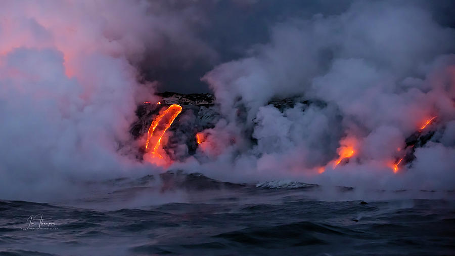 Lava Flowing Into the Ocean 12 Photograph by Jim Thompson