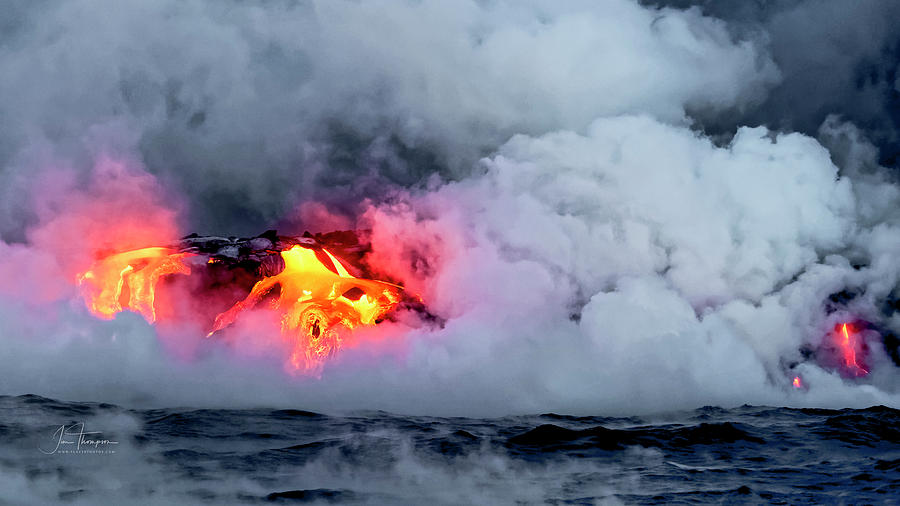Lava Flowing Into the Ocean 14 Photograph by Jim Thompson