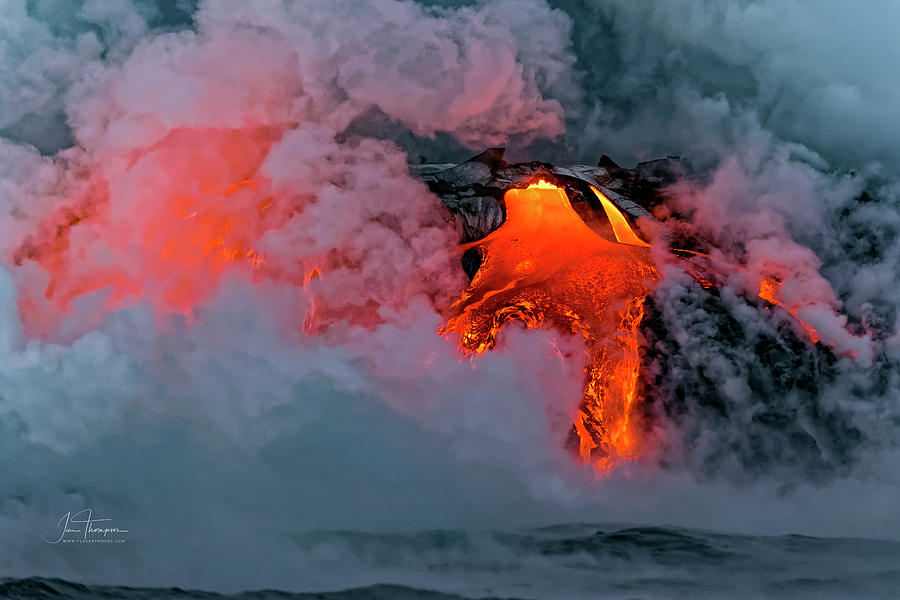 Lava Flowing Into the Ocean 15 Photograph by Jim Thompson