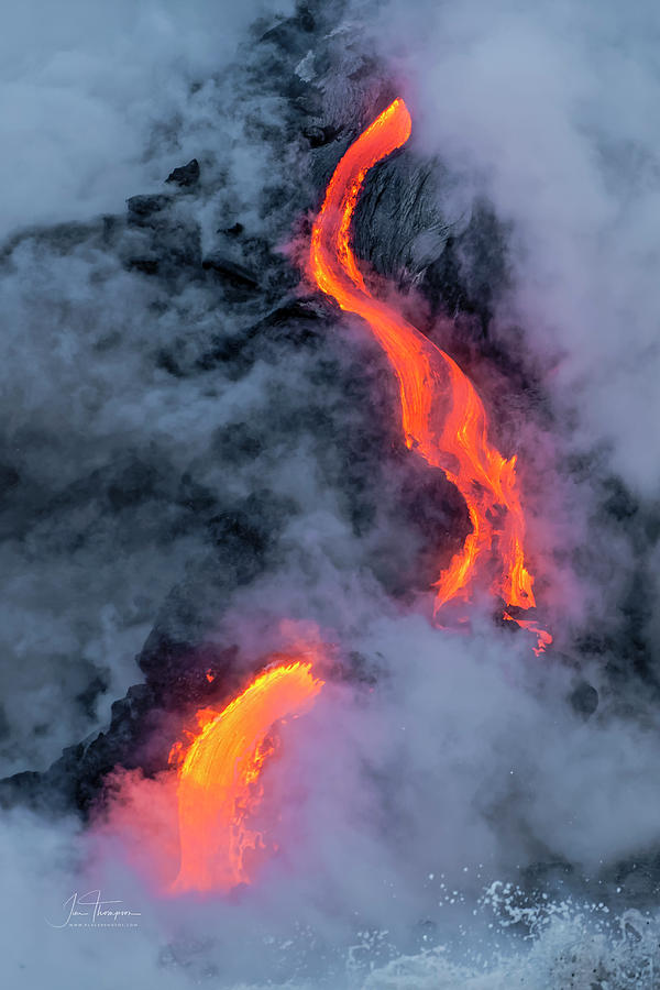 Hawaii Volcanoes National Park Photograph - Lava Flowing Into the Ocean 20 by Jim Thompson
