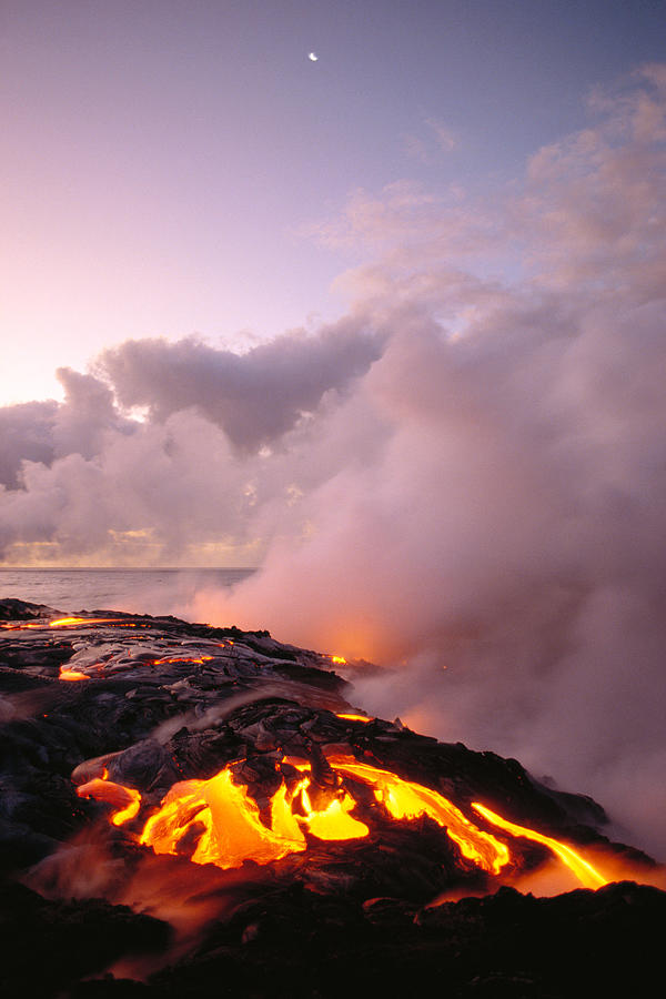 Hawaii Volcanoes National Park Photograph - Lava Flows At Sunrise by Peter French - Printscapes
