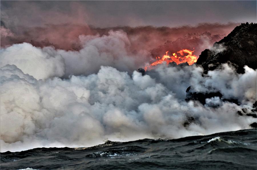 Lava Meets the Sea Photograph by Heidi Fickinger