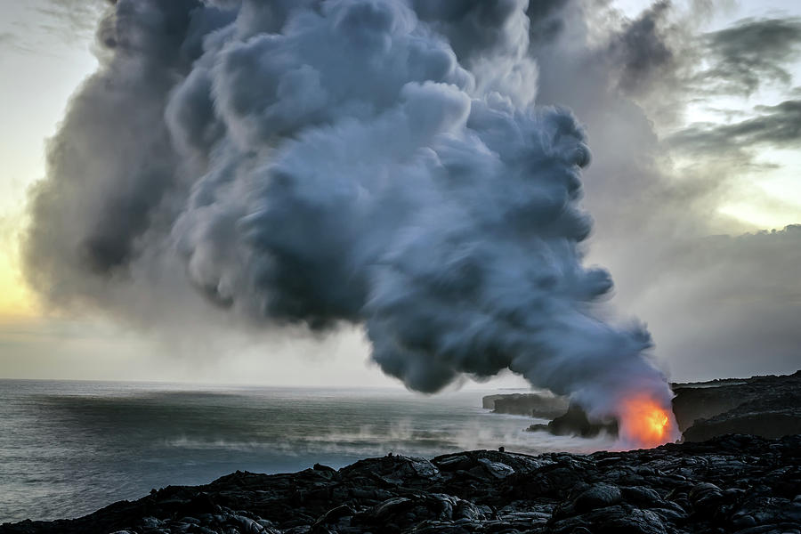 Lava Ocean Entry Photograph by Christopher Johnson