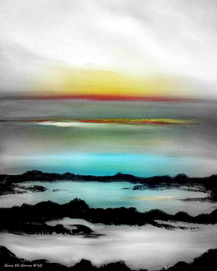 Lava Rock Sunset Painting by Gina De Gorna