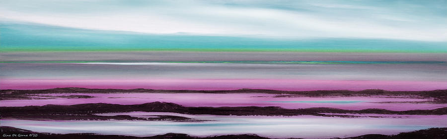 Lava Rock Sunset in Blue and Purple Painting by Gina De Gorna