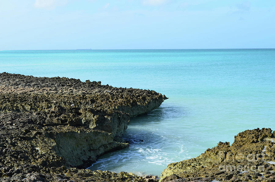Lava Rock With Tropical Ocean Waters in Aruba Photograph by DejaVu Designs