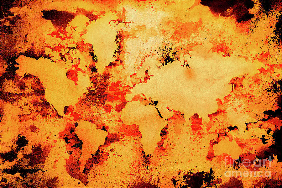 Lava World Map Digital Art by Zaira Dzhaubaeva
