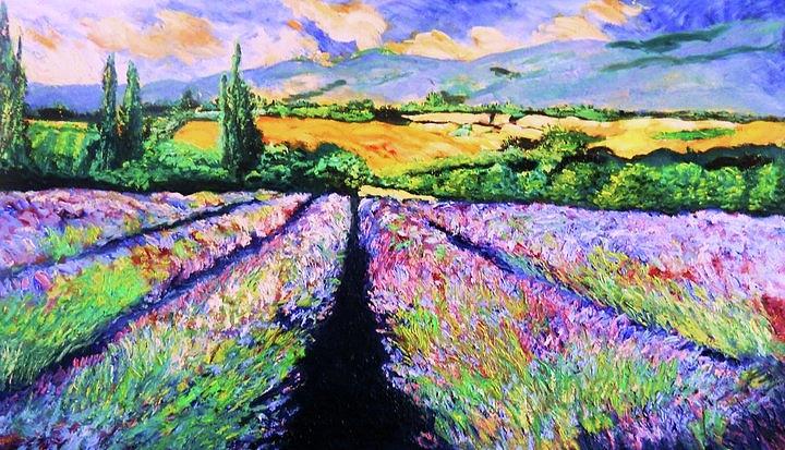 Lavandel field Painting by Pierre Putica