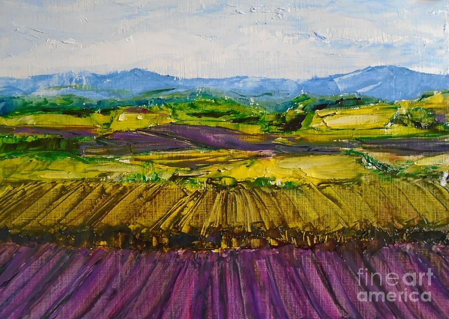 Lavendar Fields, Provence Painting by Angela Cartner
