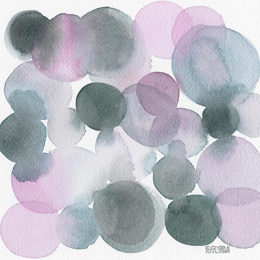 Lavender and Gray Circles Abstract Watercolor Painting by Beverly Brown