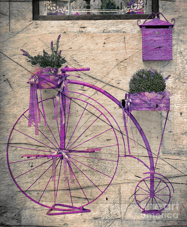 Flower Digital Art - Lavender bicycle by Svetlana Sewell