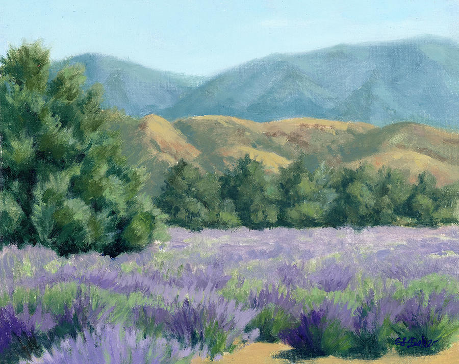 Lavender, Blue and Gold Painting by Sandy Fisher