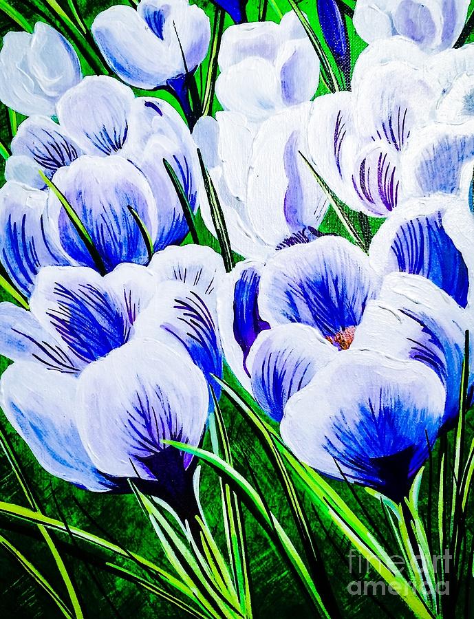 Lavender Blue Crocus Painting by Jennifer Lake