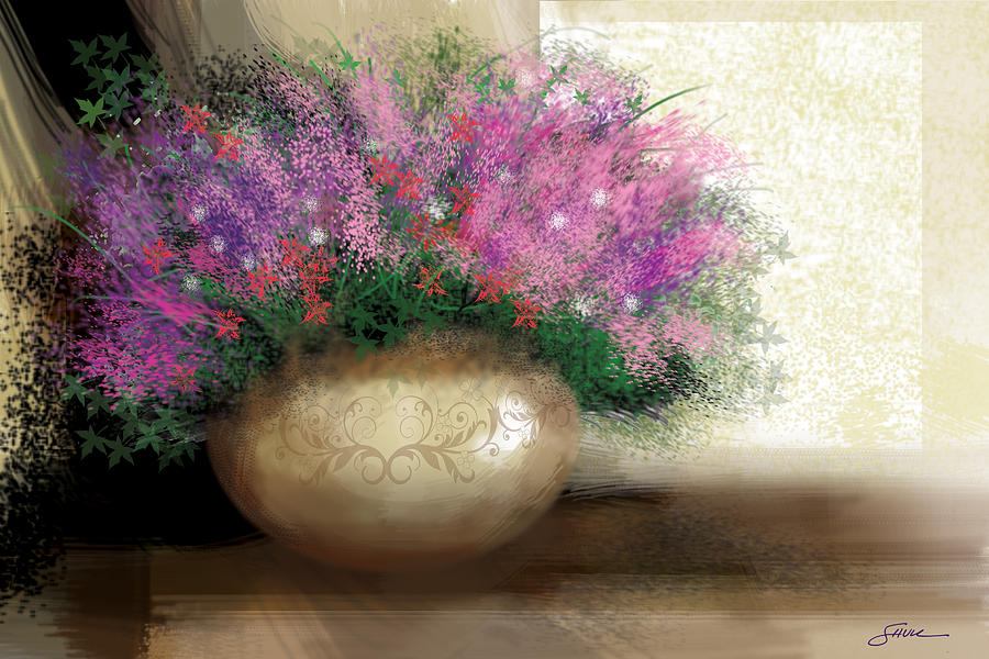 Flowers Digital Art - Lavender Bouquet by Harold Shull Flowers Digital Art - Lavender Bouquet by Harold Shull