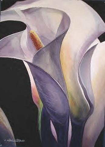 Lavender Calla Painting by Lelia DeMello