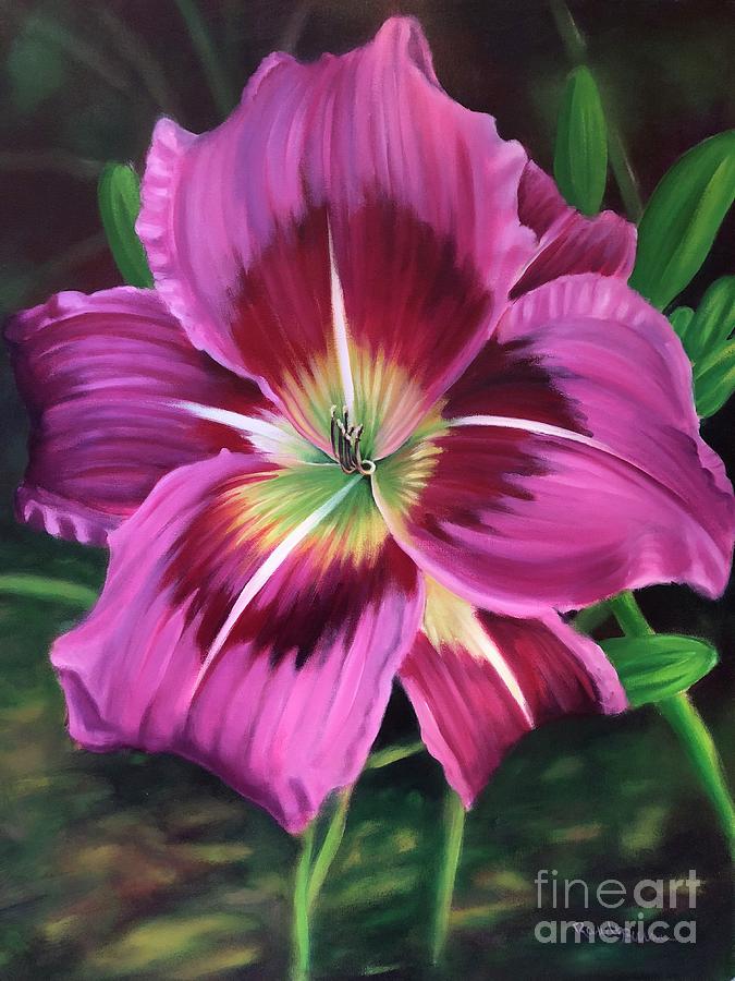 Lavender Daylily Painting by Rand Burns