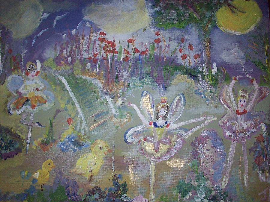 Fairy Painting - Lavender Fairies by Judith Desrosiers