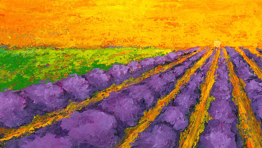 Lavender Field a Modern Impressionistic Artwork in palette knife Painting by Patricia Awapara