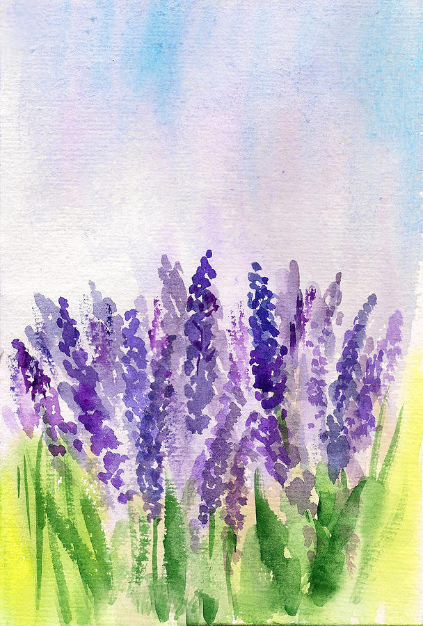 Lavender field Painting by Asha Sudhaker Shenoy