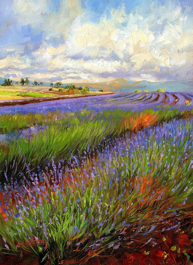 Lavender Field Painting by David Stribbling