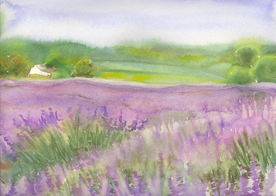 Lavender field in Italy Painting by Yolanda Koh