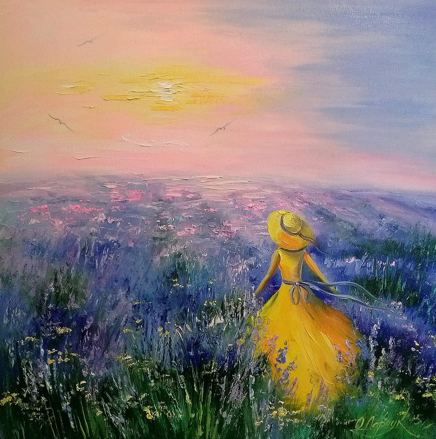 Impressionism Painting - Lavender field by Olha Darchuk