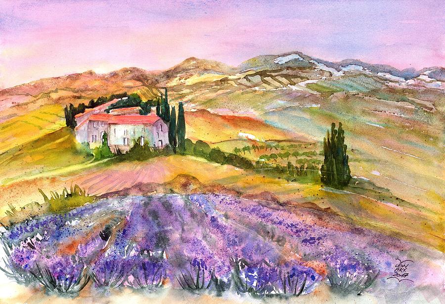 Lavender Field Provence France Painting by Sabina Von Arx