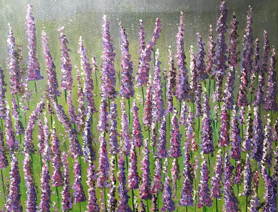 Lavender Field Painting by Queen Gardner