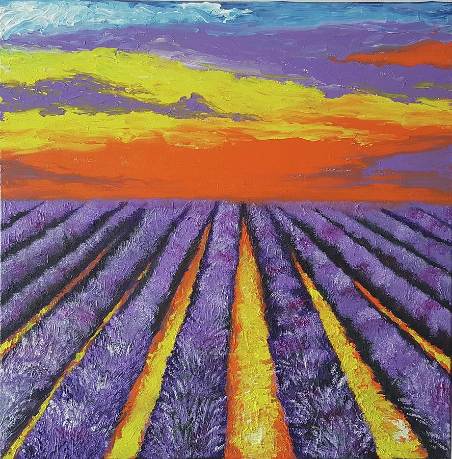 Lavender fields Painting by Asha Suresh - Fine Art America