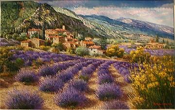 Lavender Fields Painting by Sam Park Lavender Fields Painting by Sam Park