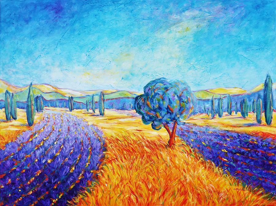 Lavender Fields in Provence Painting by Cristina Stefan