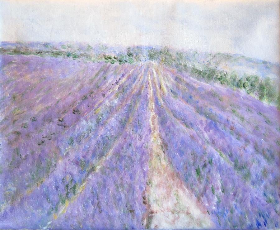 Lavender Fields Provence-France Painting by Glenda Crigger