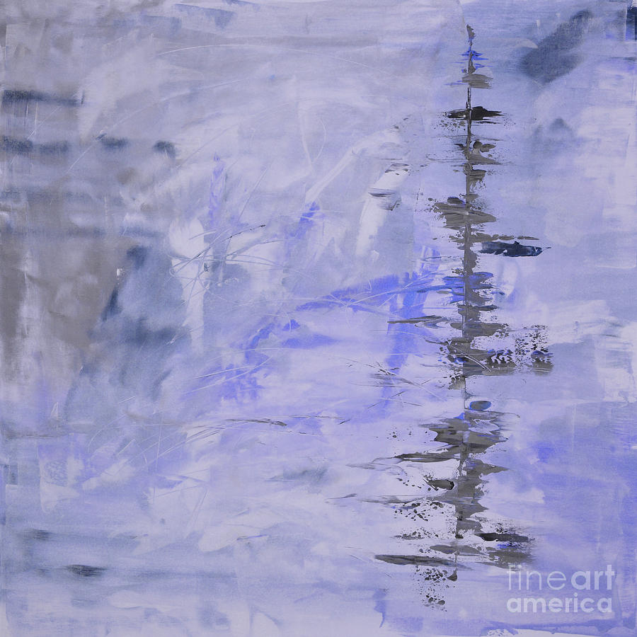 Abstract Painting - Lavender Gray Abstract by Edit Voros
