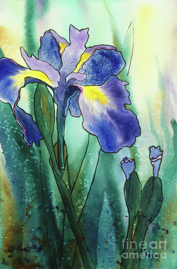 Lavender Blue Iris Painting by Teresa Ascone