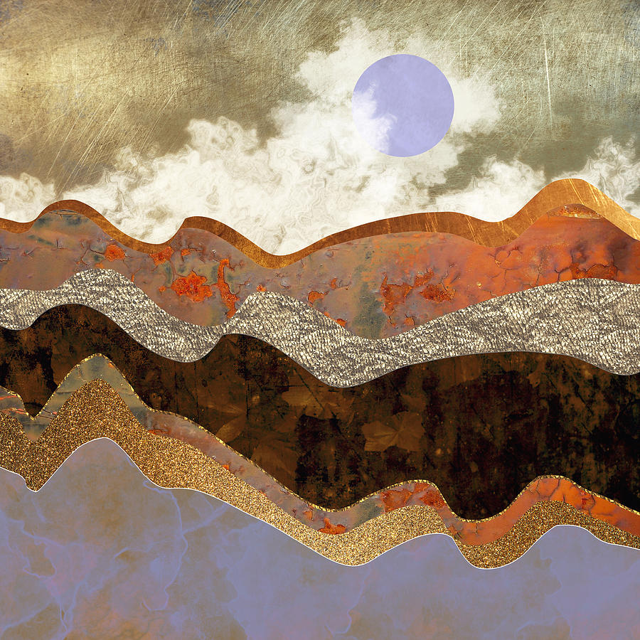 Mountain Digital Art - Lavender Hills by Spacefrog Designs