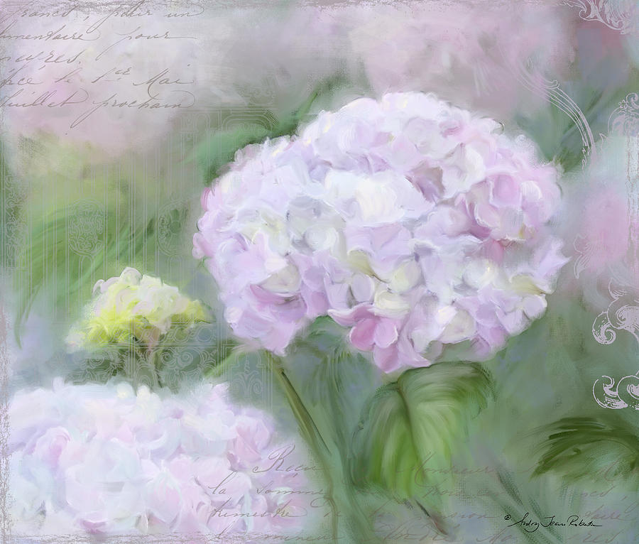 Lavender Hydrangea Romantic Garden Painting by Audrey Jeanne Roberts