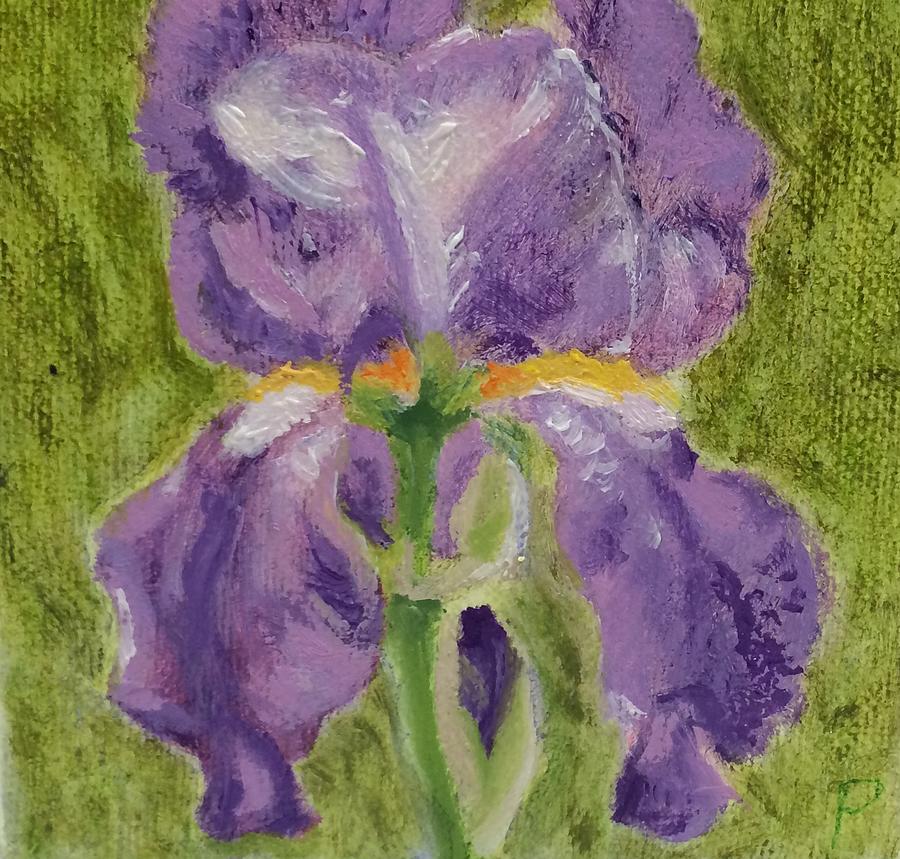 Lavender Iris Painting by Paula Emery