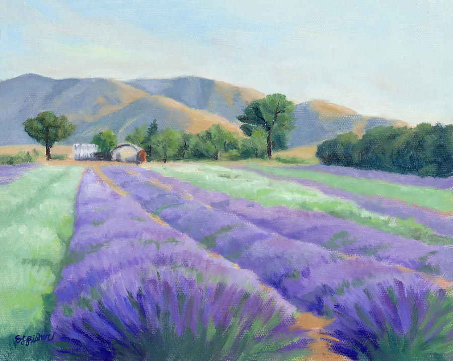 Lavender Lines Painting by Sandy Fisher