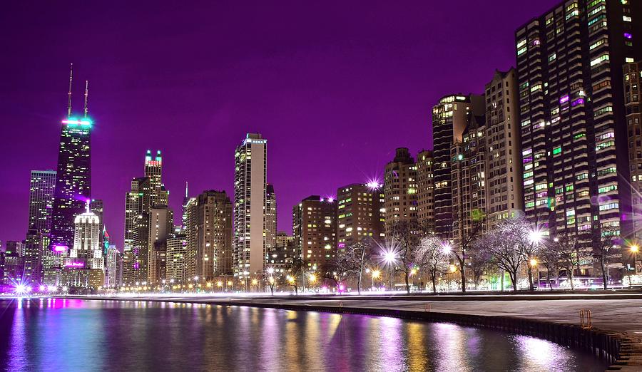 Lavender Night in Chicago Photograph by Frozen in Time Fine Art Photography