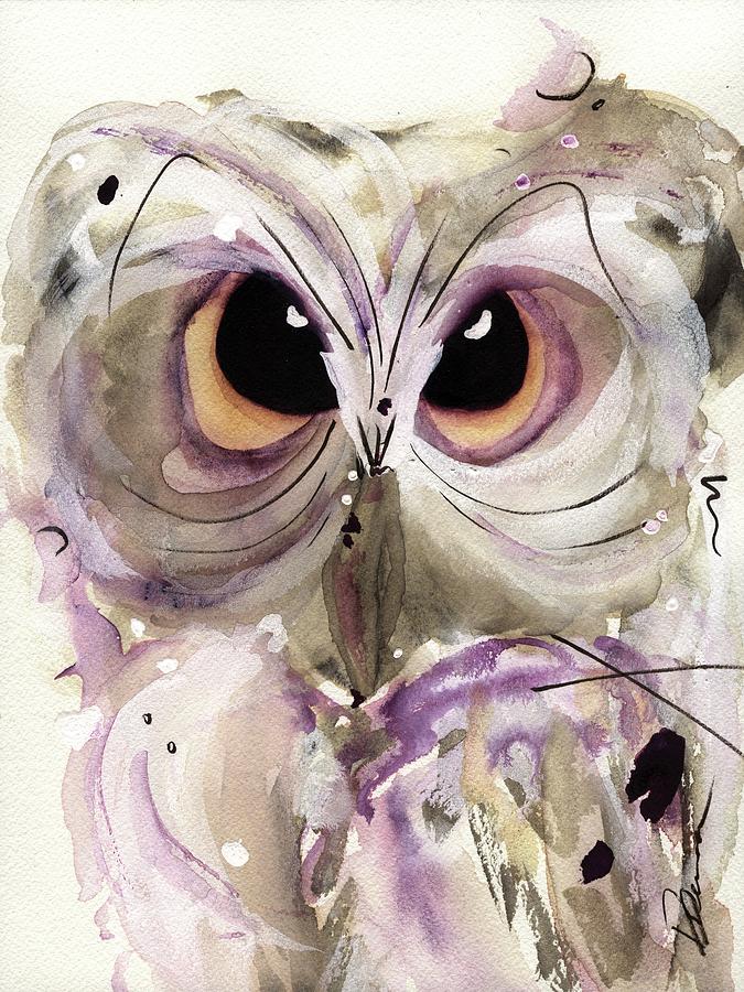 Lavender Owl Painting by Dawn Derman