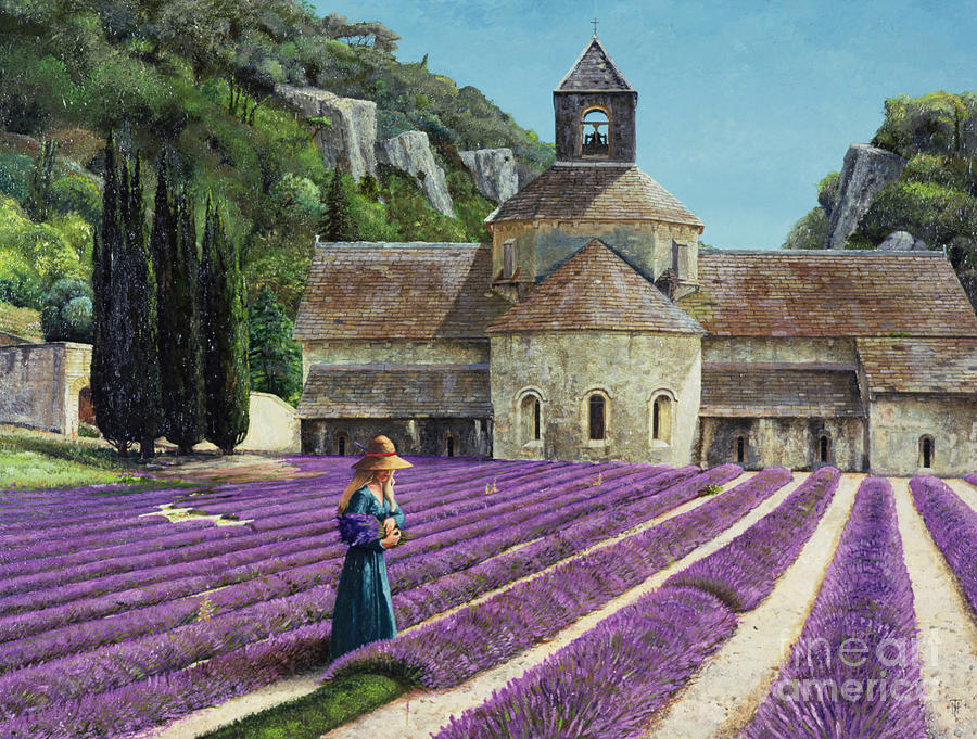 Lavender Picker - Abbaye Senanque - Provence Painting by Trevor Neal