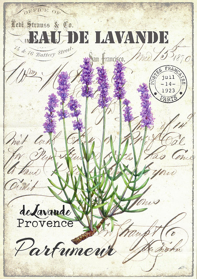 Lavender Print Antique Flower Print Rustic Flowers Digital Art by White Lotus