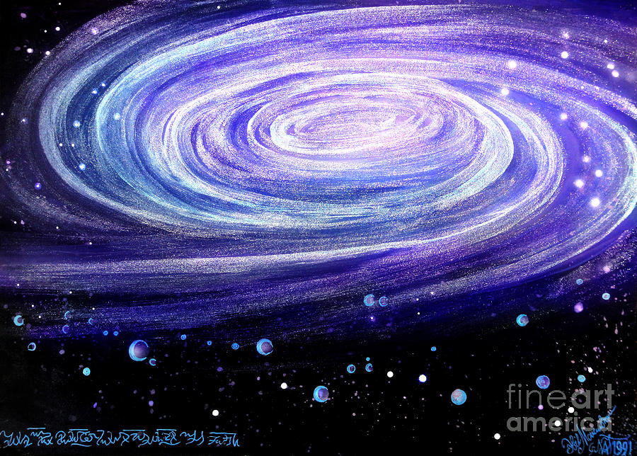 Space Painting - Lavender Purple galaxy. Space art by Sofia Goldberg