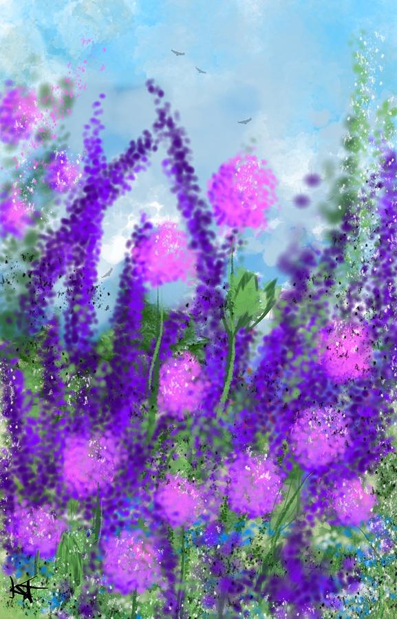 Lavender spikes and flowers Painting by Kathleen Hromada
